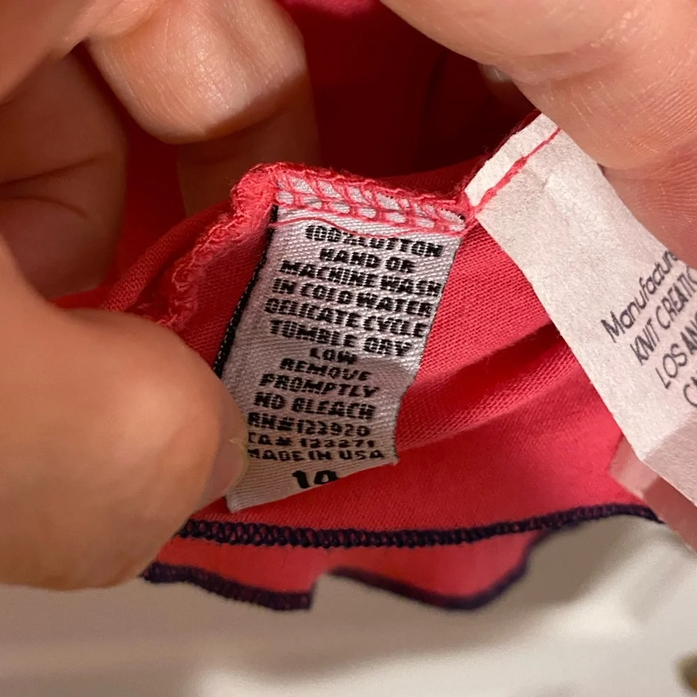 LAmade Kids Tiered Ruffle Tie Strap Camisole USA MADE Pink Navy Girl’s 14